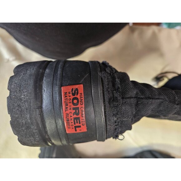 Sorel Vintage Mens Bear Boots Black Heavy-Duty Insulated Winter Snow Boots Rubbe - Picture 4 of 8